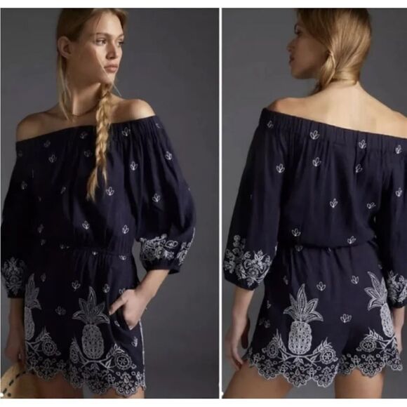 Farm Rio / Anthropologie Jackie Embroidered Romper in size women small - Picture 1 of 10